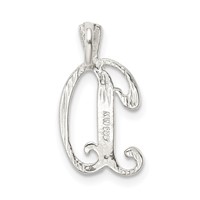 Sterling Silver Polished & Textured Letter D Initial Chain Slide view 4