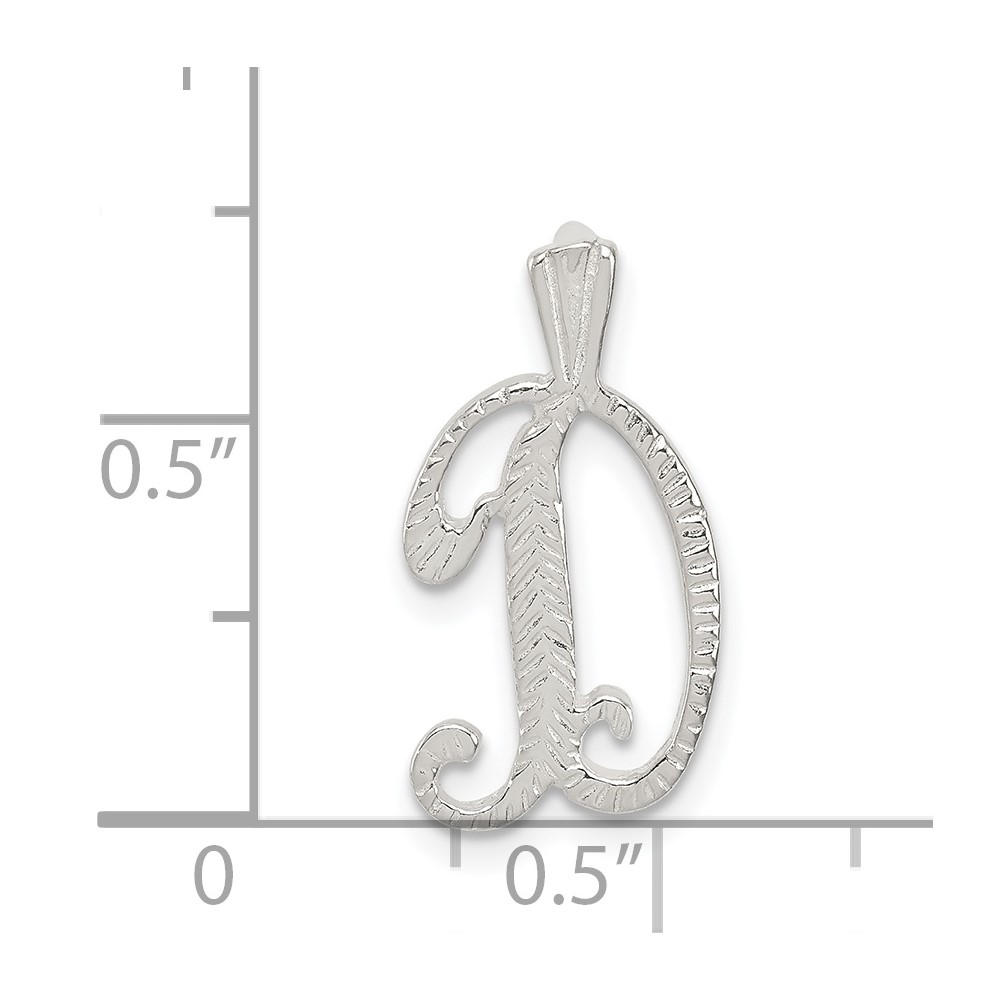 Sterling Silver Polished & Textured Letter D Initial Chain Slide (QC8459D)