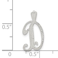 Sterling Silver Polished & Textured Letter D Initial Chain Slide view 3