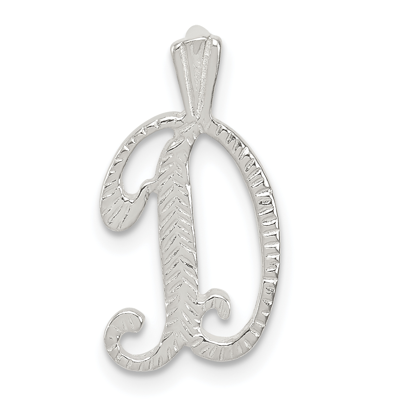 Sterling Silver Polished & Textured Letter D Initial Chain Slide (QC8459D)