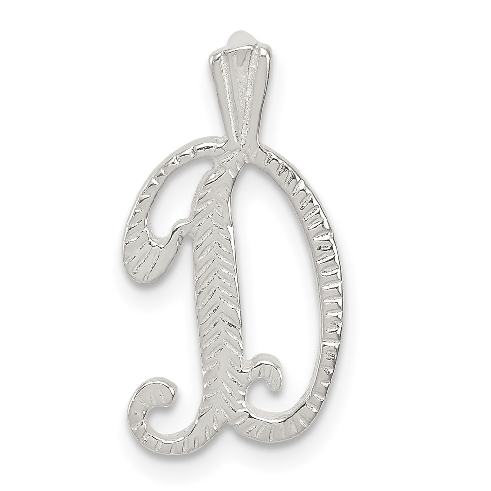 Sterling Silver Polished & Textured Letter D Initial Chain Slide (QC8459D)