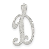 Sterling Silver Polished & Textured Letter D Initial Chain Slide view 1