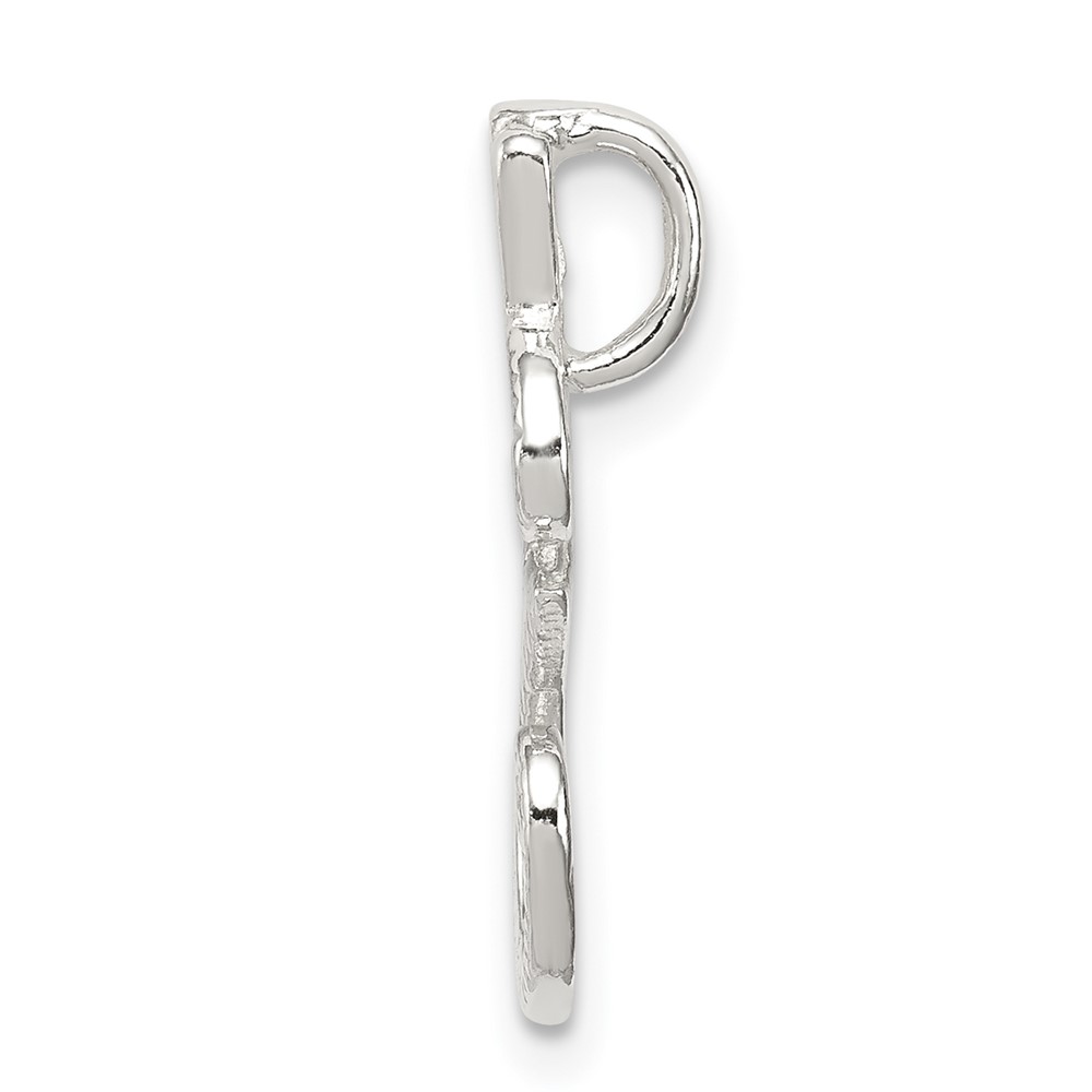 Sterling Silver Polished & Textured Letter E Initial Chain Slide (QC8459E)