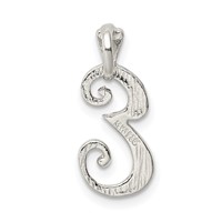 Sterling Silver Polished & Textured Letter E Initial Chain Slide view 3