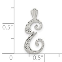 Sterling Silver Polished & Textured Letter E Initial Chain Slide view 4