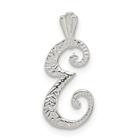 Sterling Silver Polished & Textured Letter E Initial Chain Slide view 1