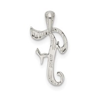 Sterling Silver Polished & Textured Letter F Initial Chain Slide view 3