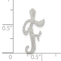 Sterling Silver Polished & Textured Letter F Initial Chain Slide view 4
