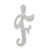 Sterling Silver Polished & Textured Letter F Initial Chain Slide view 1