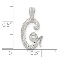 Sterling Silver Polished & Textured Letter G Initial Chain Slide view 4
