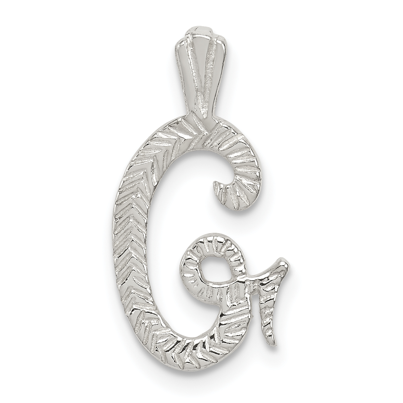 Sterling Silver Polished & Textured Letter G Initial Chain Slide (QC8459G)