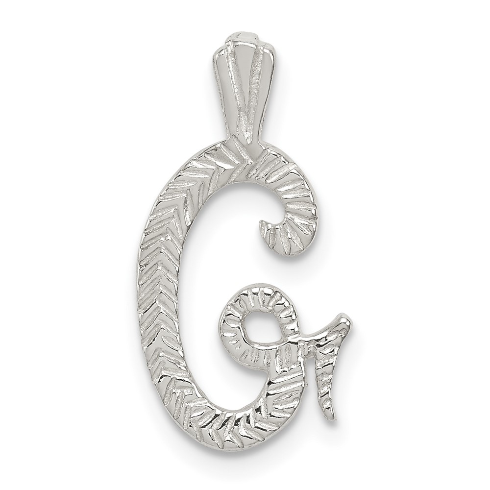 Sterling Silver Polished & Textured Letter G Initial Chain Slide (QC8459G)