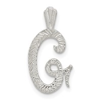 Sterling Silver Polished & Textured Letter G Initial Chain Slide view 1