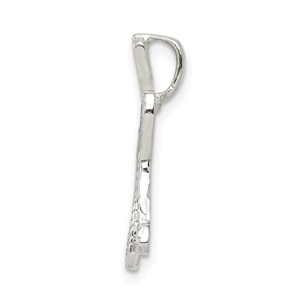 Sterling Silver Polished & Textured Letter H Initial Chain Slide (QC8459H)