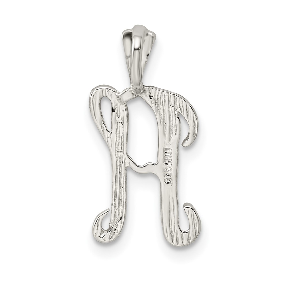 Sterling Silver Polished & Textured Letter H Initial Chain Slide (QC8459H)