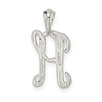 Sterling Silver Polished & Textured Letter H Initial Chain Slide view 3