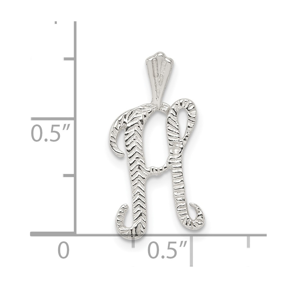 Sterling Silver Polished & Textured Letter H Initial Chain Slide (QC8459H)