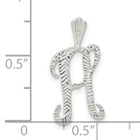 Sterling Silver Polished & Textured Letter H Initial Chain Slide view 4