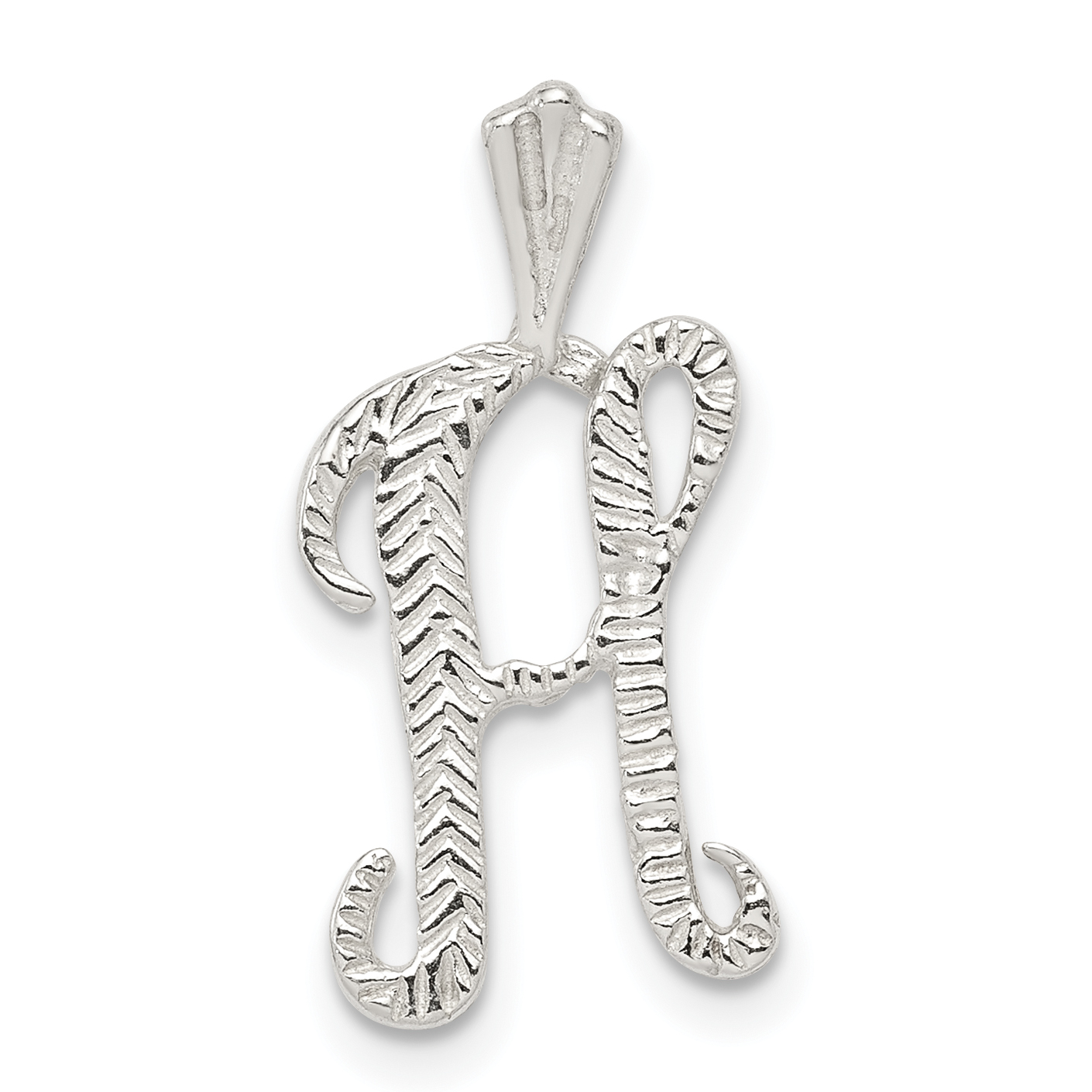 Sterling Silver Polished & Textured Letter H Initial Chain Slide (QC8459H)