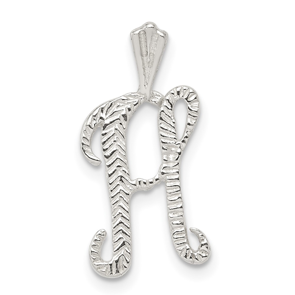 Sterling Silver Polished & Textured Letter H Initial Chain Slide (QC8459H)
