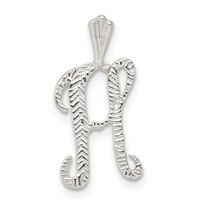 Sterling Silver Polished & Textured Letter H Initial Chain Slide view 1