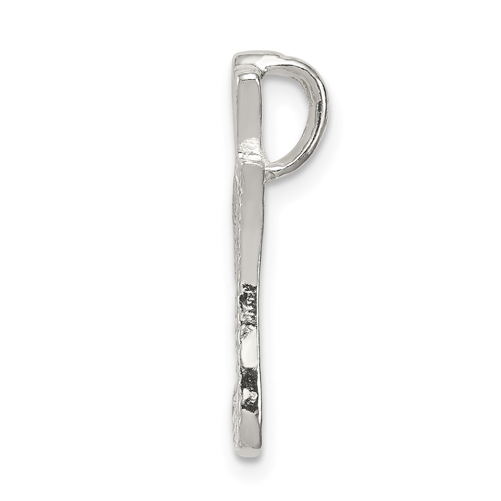 Sterling Silver Polished & Textured Letter I Initial Chain Slide (QC8459I)