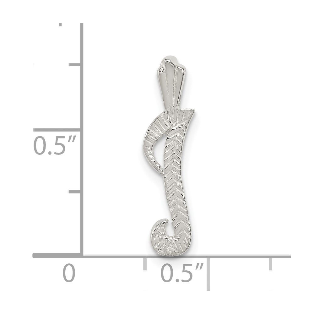 Sterling Silver Polished & Textured Letter I Initial Chain Slide (QC8459I)