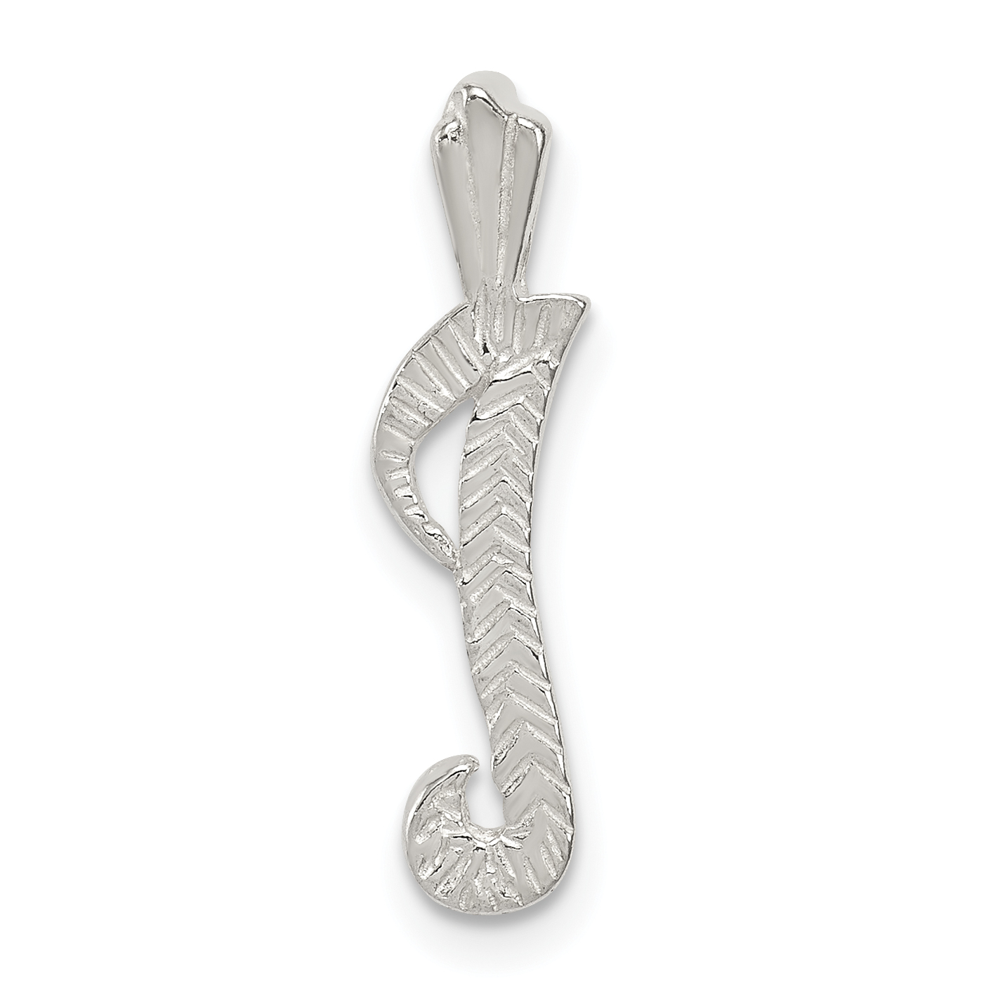 Sterling Silver Polished & Textured Letter I Initial Chain Slide (QC8459I)