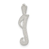 Sterling Silver Polished & Textured Letter I Initial Chain Slide view 1