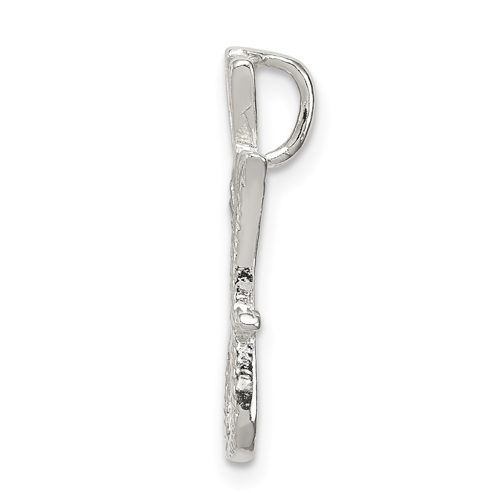 Sterling Silver Polished & Textured Letter J Initial Chain Slide (QC8459J)