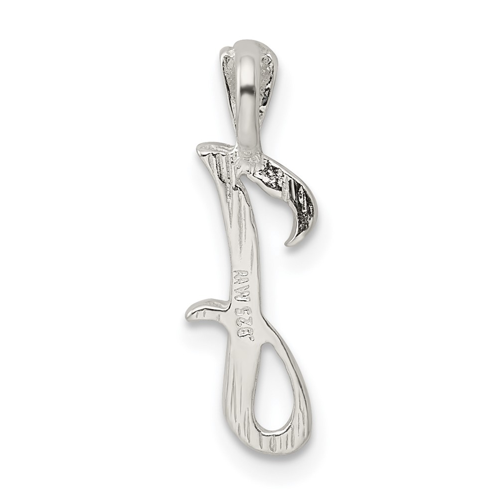Sterling Silver Polished & Textured Letter J Initial Chain Slide (QC8459J)