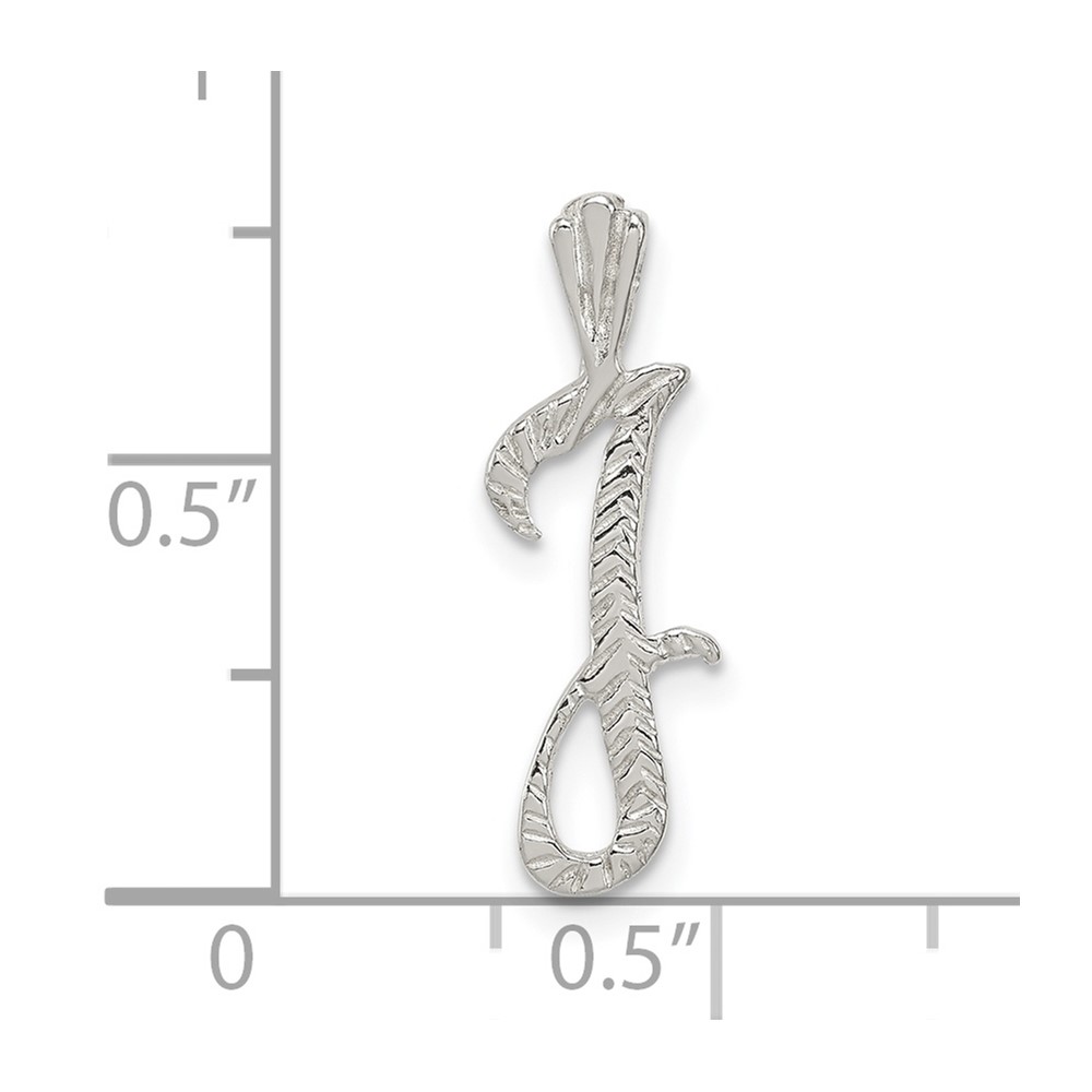 Sterling Silver Polished & Textured Letter J Initial Chain Slide (QC8459J)