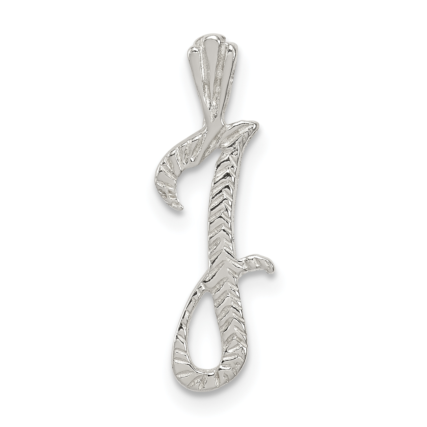 Sterling Silver Polished & Textured Letter J Initial Chain Slide (QC8459J)