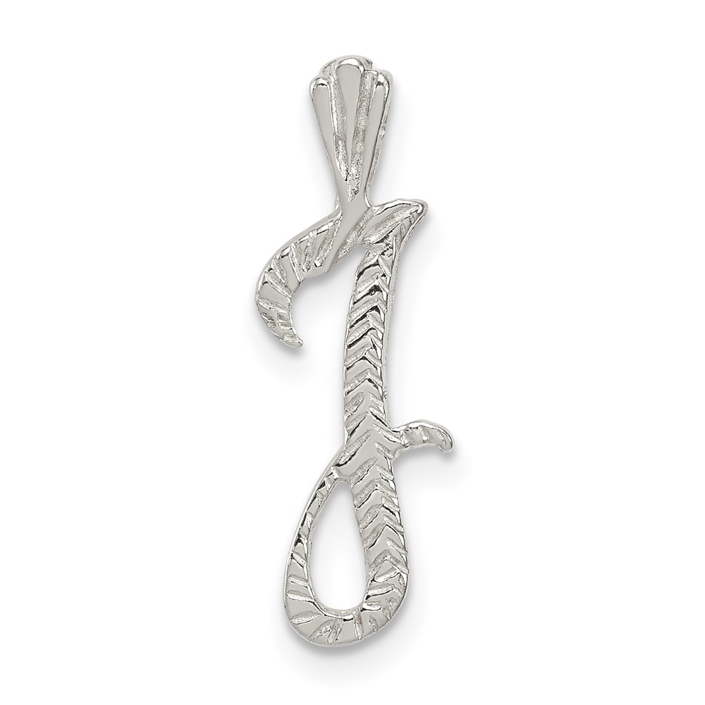 Sterling Silver Polished & Textured Letter J Initial Chain Slide (QC8459J)