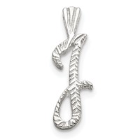 Sterling Silver Polished & Textured Letter J Initial Chain Slide view 1