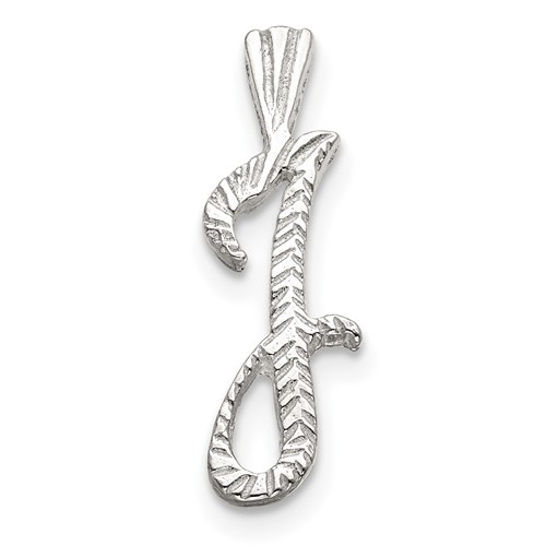 Sterling Silver Polished & Textured Letter J Initial Chain Slide