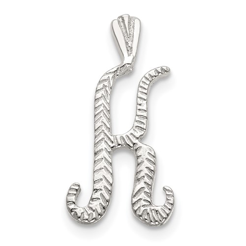 Sterling Silver Polished & Textured Letter K Initial Chain Slide