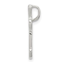 Sterling Silver Polished & Textured Letter L Initial Chain Slide view 2