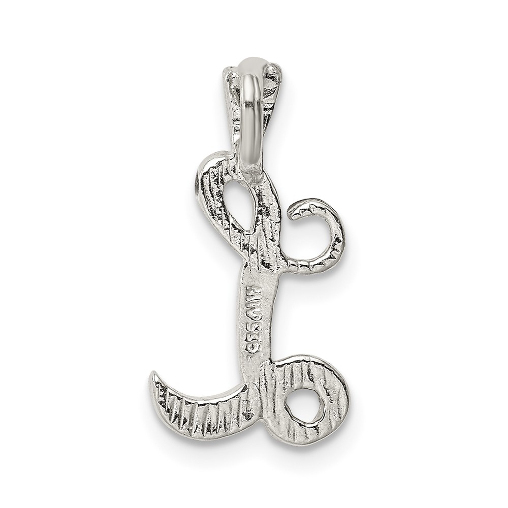 Sterling Silver Polished & Textured Letter L Initial Chain Slide (QC8459L)