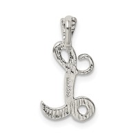 Sterling Silver Polished & Textured Letter L Initial Chain Slide view 3
