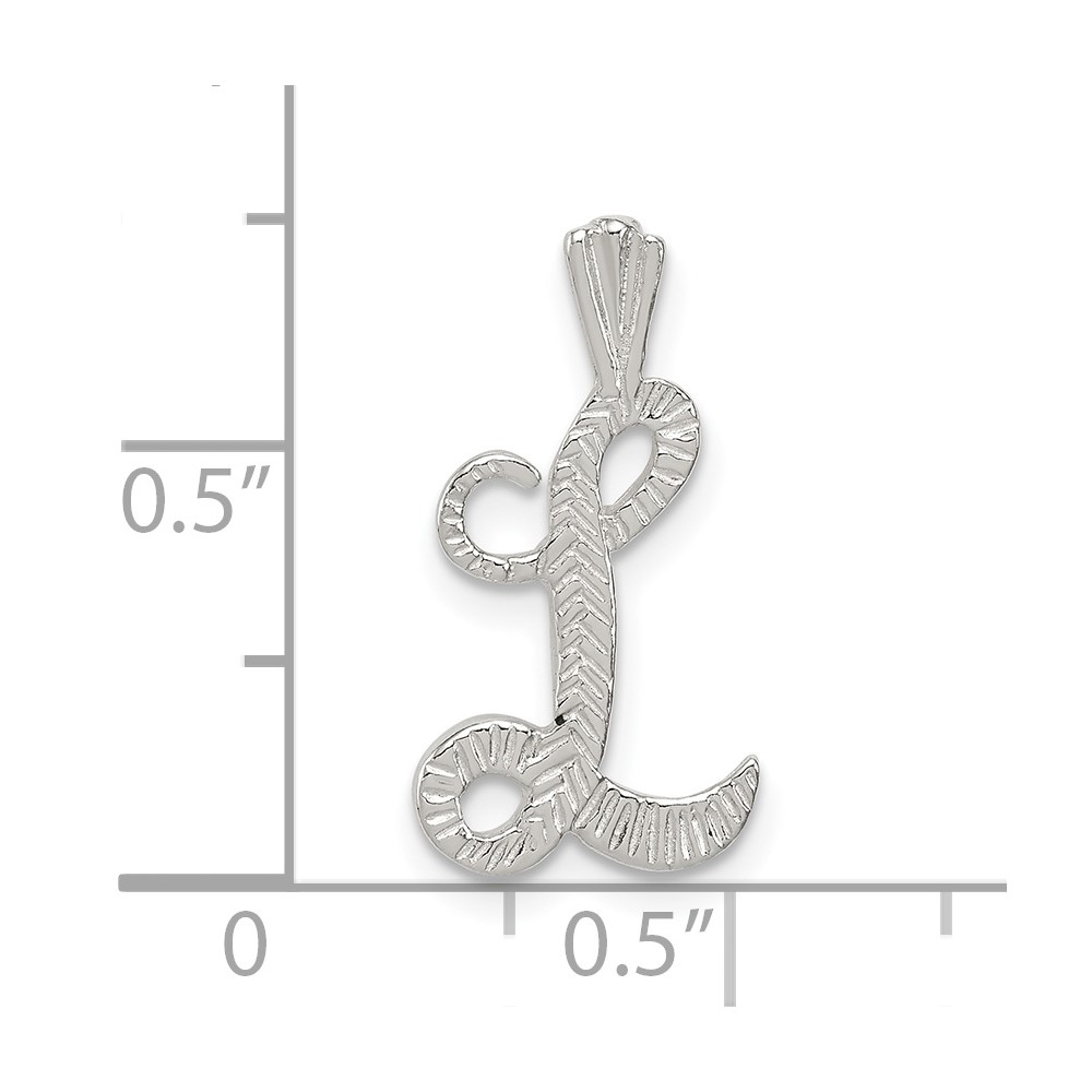 Sterling Silver Polished & Textured Letter L Initial Chain Slide (QC8459L)