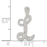 Sterling Silver Polished & Textured Letter L Initial Chain Slide view 4