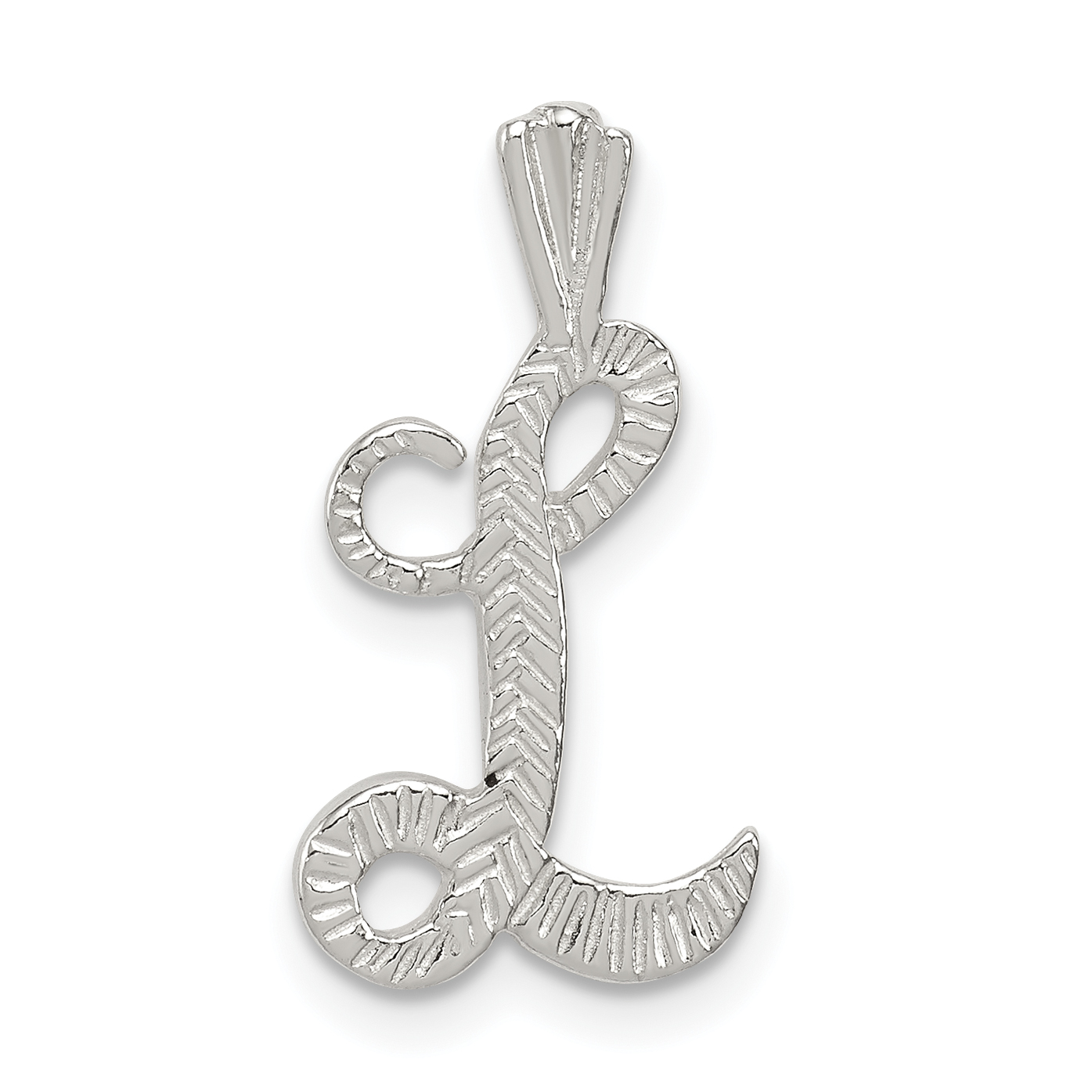 Sterling Silver Polished & Textured Letter L Initial Chain Slide (QC8459L)