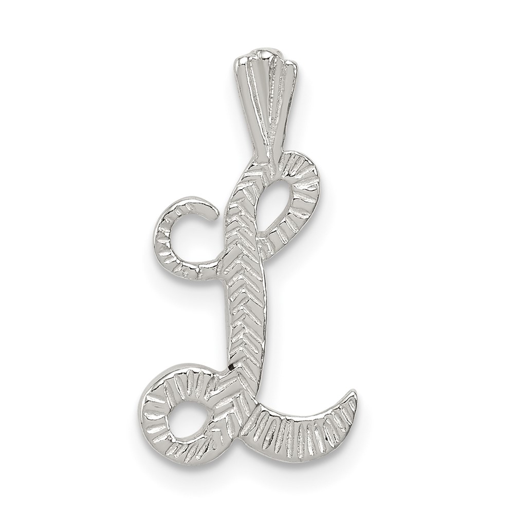 Sterling Silver Polished & Textured Letter L Initial Chain Slide (QC8459L)