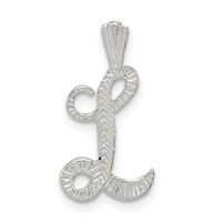 Sterling Silver Polished & Textured Letter L Initial Chain Slide view 1