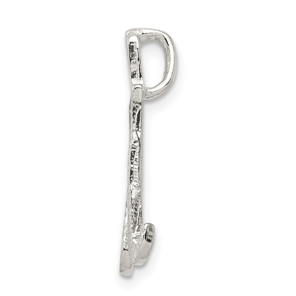 Sterling Silver Polished & Textured Letter M Initial Chain Slide (QC8459M)