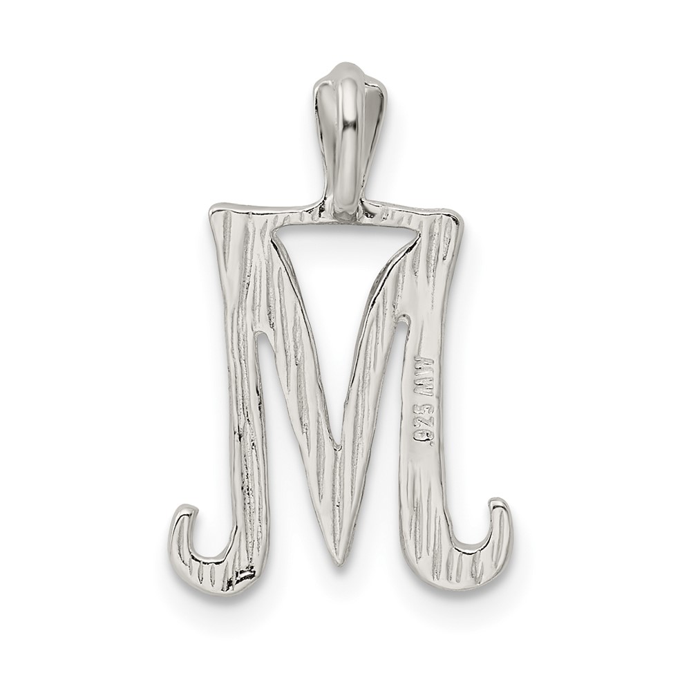 Sterling Silver Polished & Textured Letter M Initial Chain Slide (QC8459M)