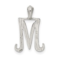 Sterling Silver Polished & Textured Letter M Initial Chain Slide view 3