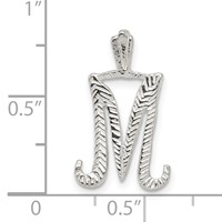 Sterling Silver Polished & Textured Letter M Initial Chain Slide view 4