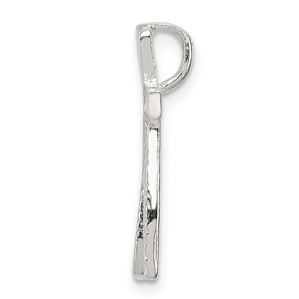 Sterling Silver Polished & Textured Letter N Initial Chain Slide (QC8459N)